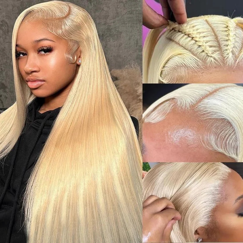 Straight Hd Lace Frontal Wig Blonde Wig 613 Human Hair