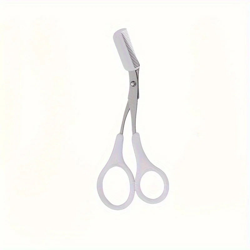 Eyebrow trimming scissors with built-in comb