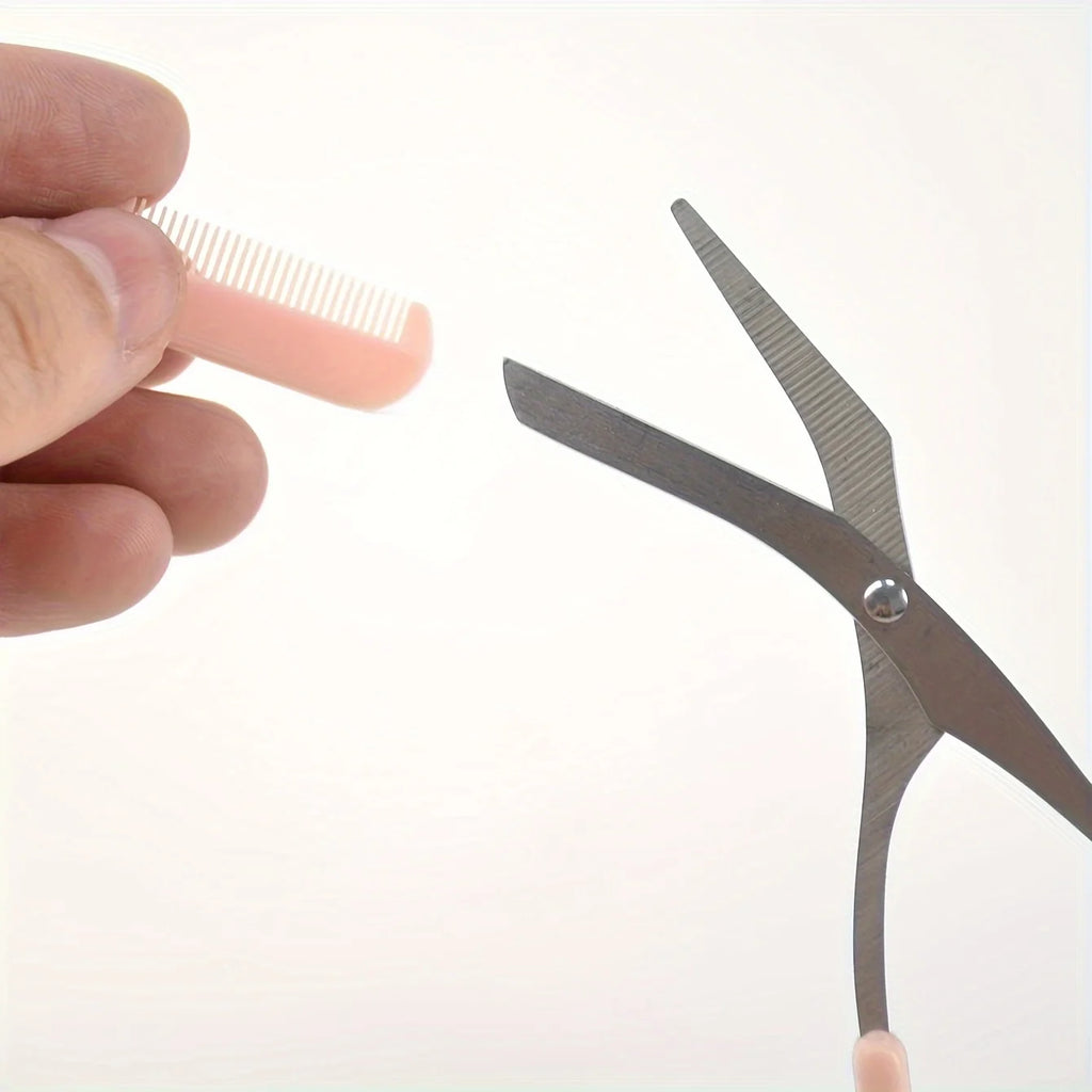 Eyebrow trimming scissors with built-in comb