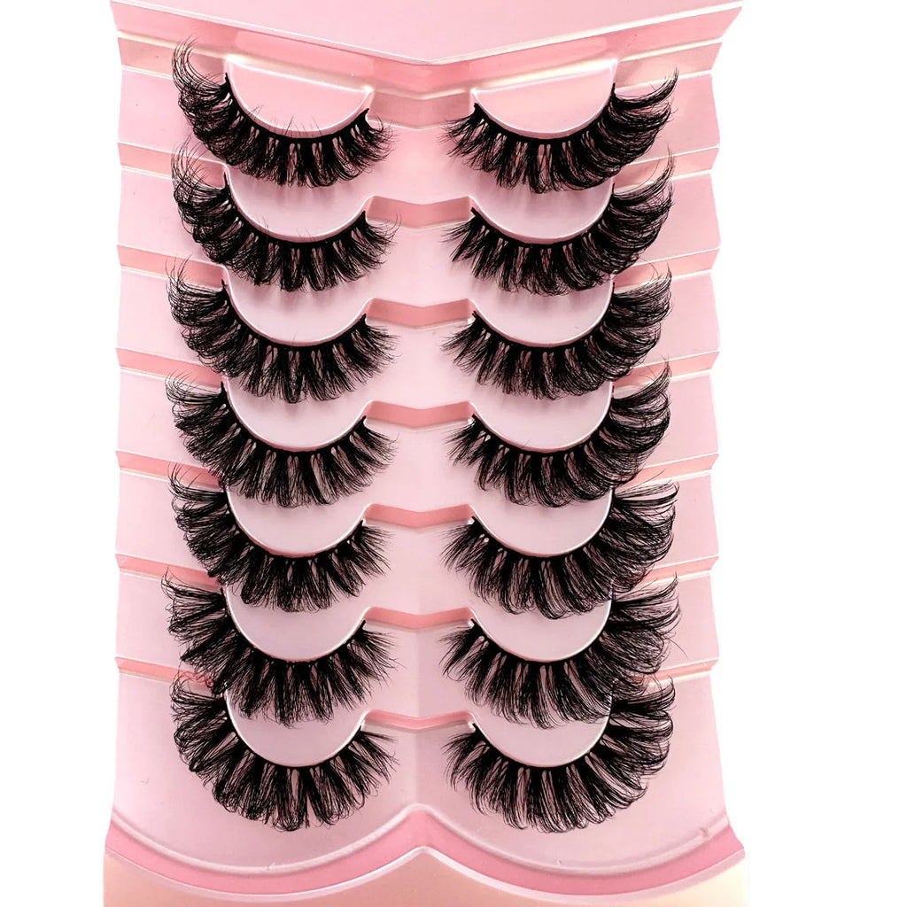 7Pairs Cat Eye Lashes Fluffy Faux Mink Lashes 8D Wispy Lashes