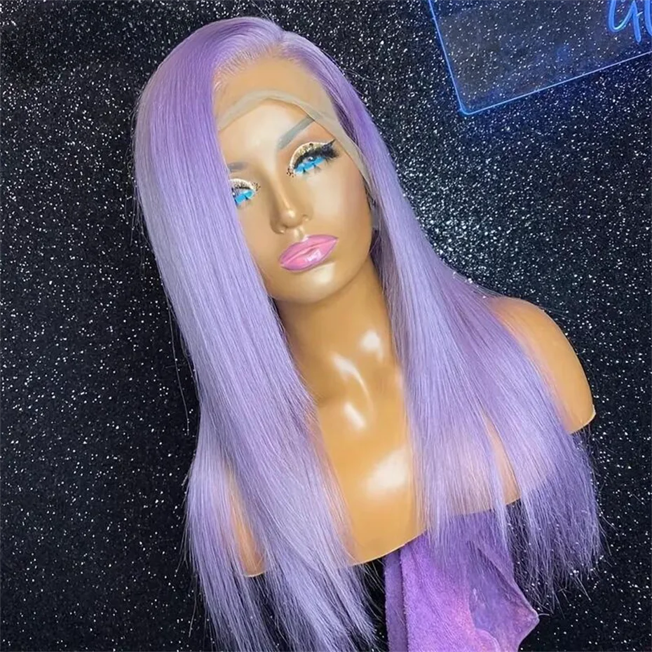 40inch 13x6 Purple Lace Front Human Hair Wig Brazilian 200% Density