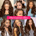 34inch 13x6 HD Lace Frontal Wigs Chocolate Brown Body Wave Human Hair 180% Density