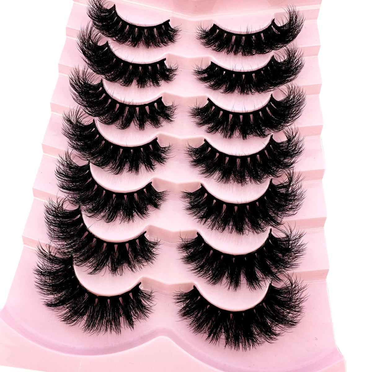 7Pairs Cat Eye Lashes Fluffy Faux Mink Lashes 8D Wispy Lashes