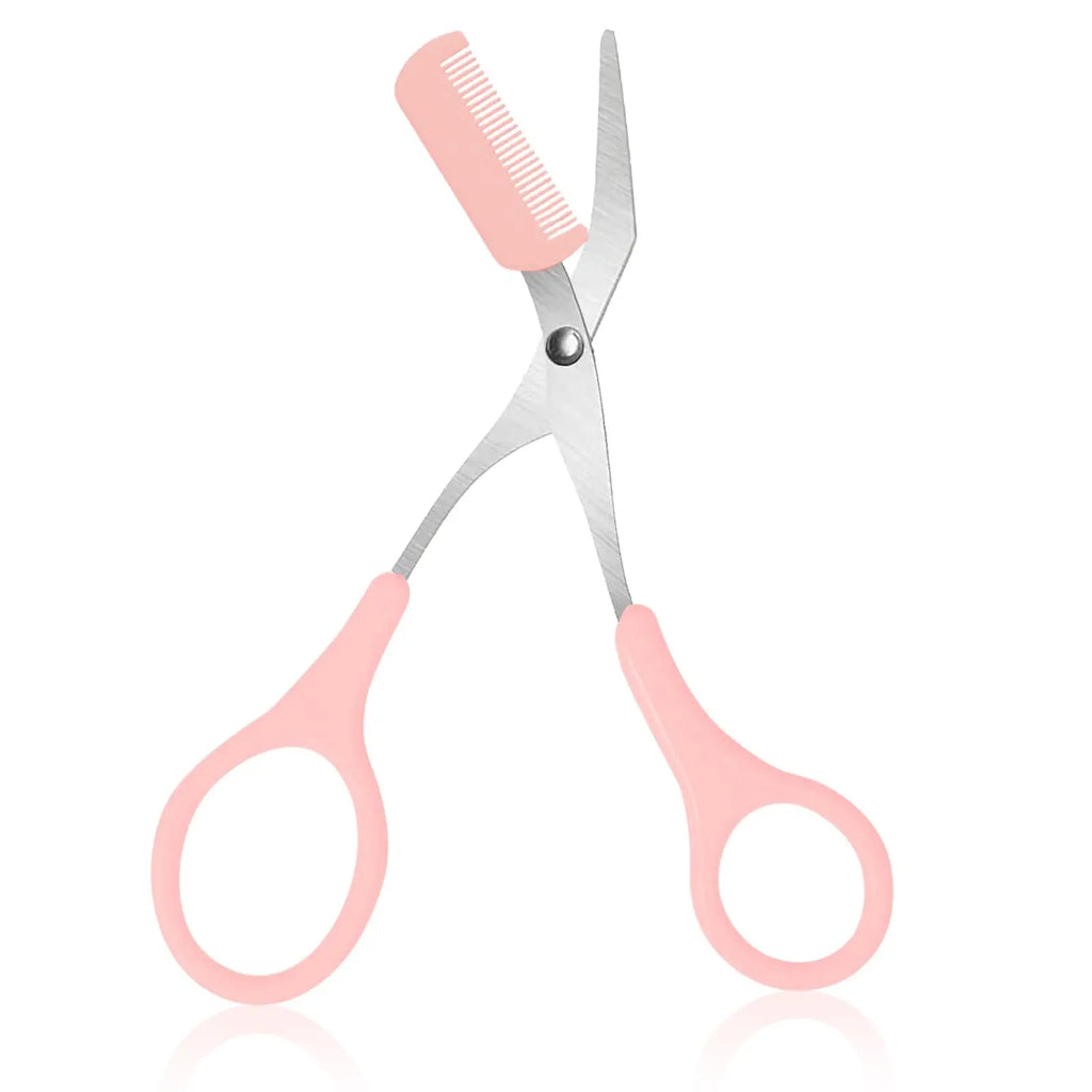 Eyebrow trimming scissors with built-in comb
