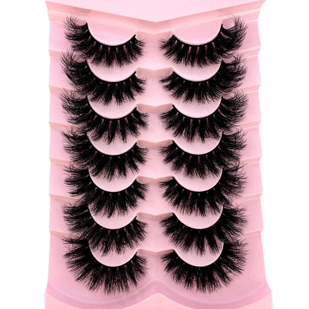 7Pairs Cat Eye Lashes Fluffy Faux Mink Lashes 8D Wispy Lashes
