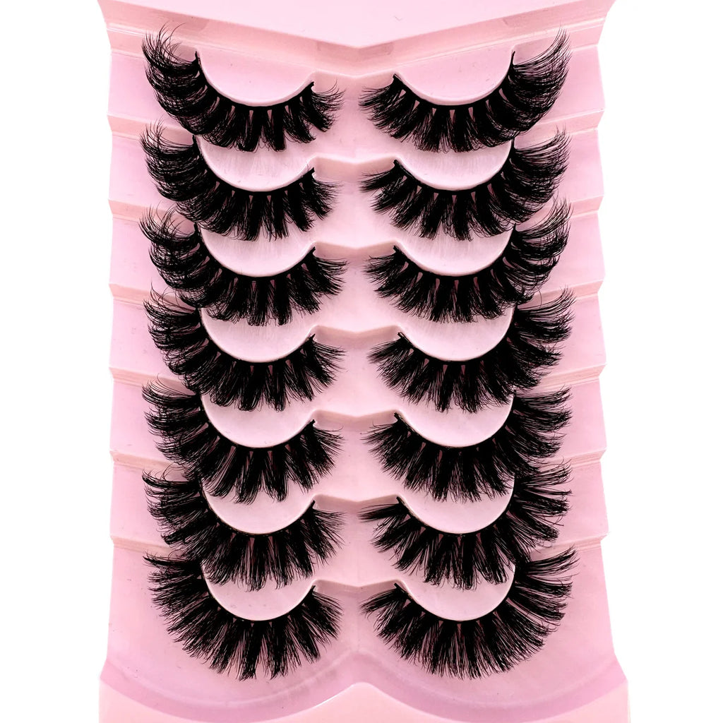 7Pairs Cat Eye Lashes Fluffy Faux Mink Lashes 8D Wispy Lashes
