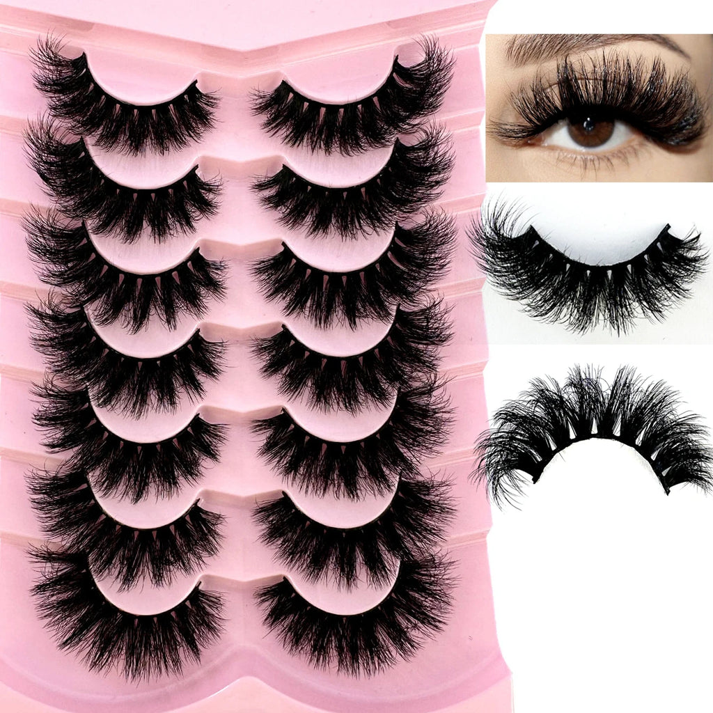 7Pairs Cat Eye Lashes Fluffy Faux Mink Lashes 8D Wispy Lashes