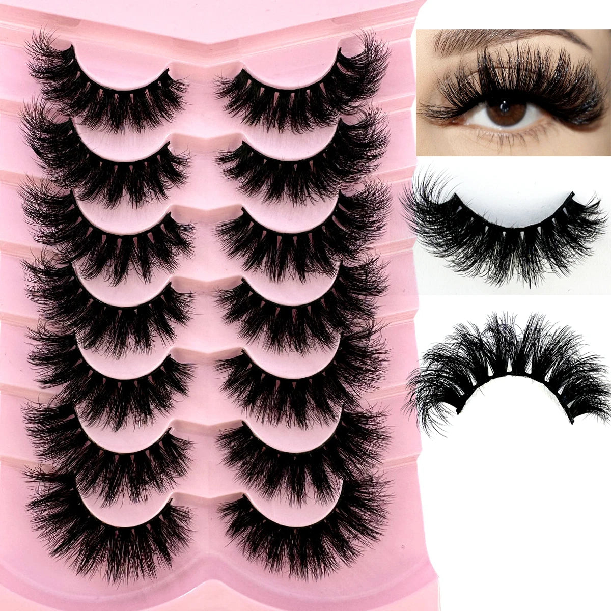 7Pairs Cat Eye Lashes Fluffy Faux Mink Lashes 8D Wispy Lashes