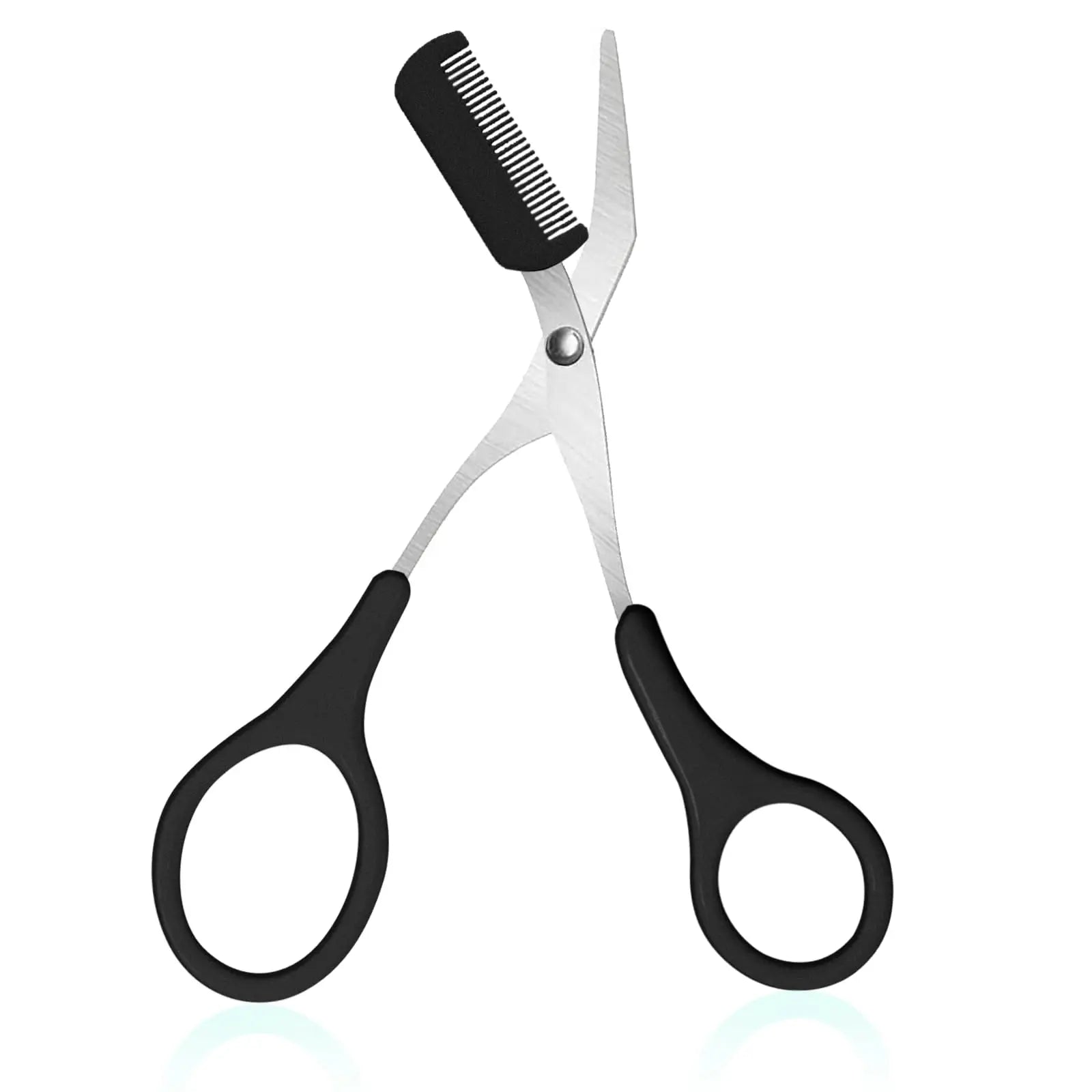 Eyebrow trimming scissors with built-in comb