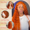20inch Water Wave Ginger Lace Front Wigs Human Hair 13x6