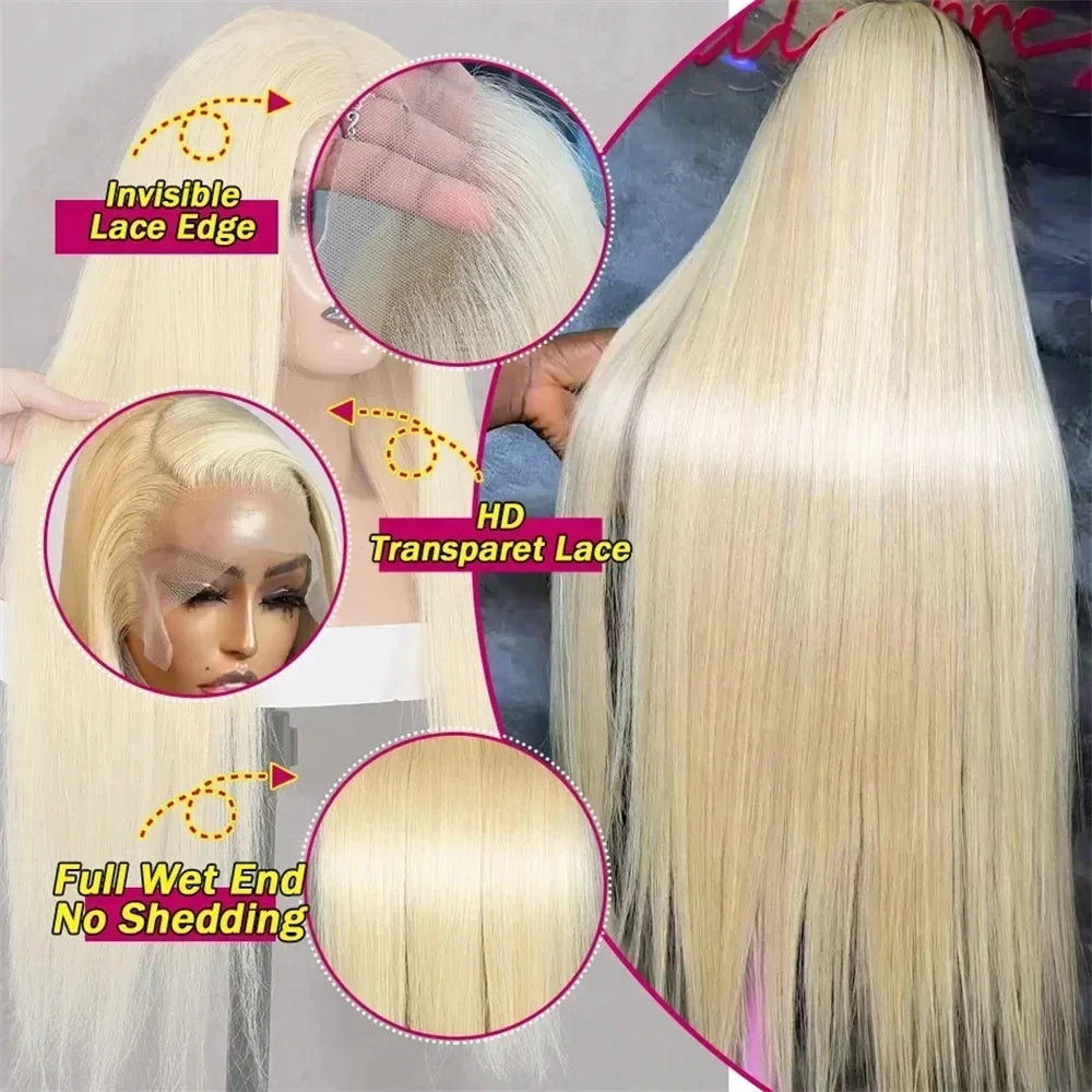 Straight Hd Lace Frontal Wig Blonde Wig 613 Human Hair