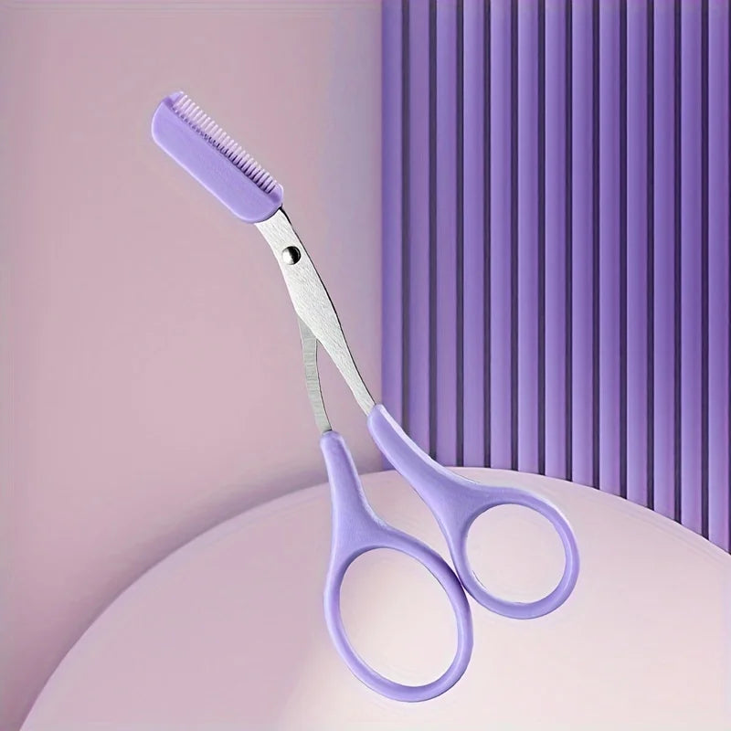 Eyebrow trimming scissors with built-in comb